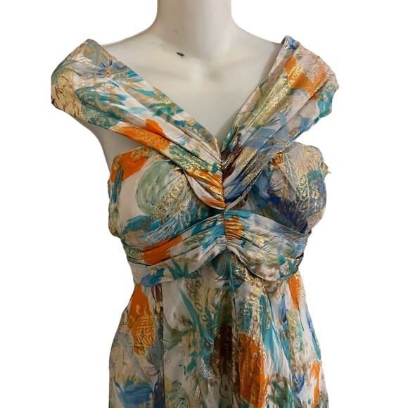 DVF multi metallic silk midi dress - Picture 3 of 10